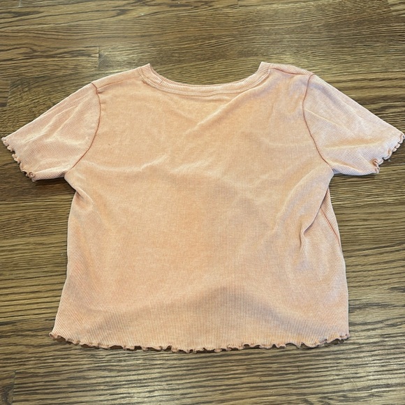 Aerie Ribbed Cotton Tee - size XS - color: light orange - Picture 2 of 3